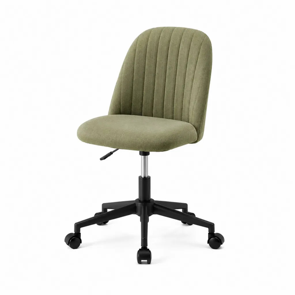 Chaise de bureau à roulettes réglable en polyester vert 48 x 55 x 82-92 cm