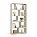 Bibliothèque étagère de rangement à 5 niveaux en panneaux MDF finition mélaminée blanc cassé 80 x 30 x 180 cm