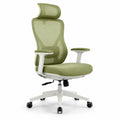 Chaise de bureau ergonomique à roulettes avec appui-tête dossier haut incurvé en maille polyester vert olive 67 x 67 x 118-128 cm