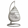 Fauteuil suspendu de jardin œuf avec support en acier et résine PE gris 105 x 105 x 195 cm